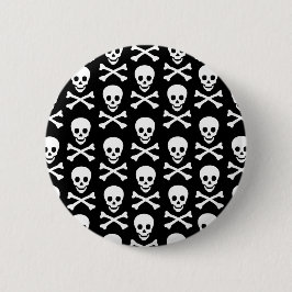 B&W Skull & Bones Button