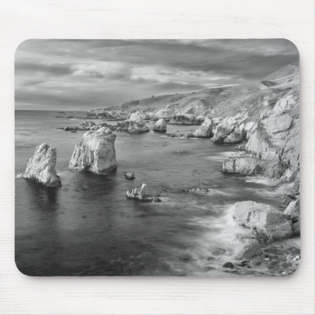 B&W Strand Küste, Kalifornien Mousepad (Vorne)