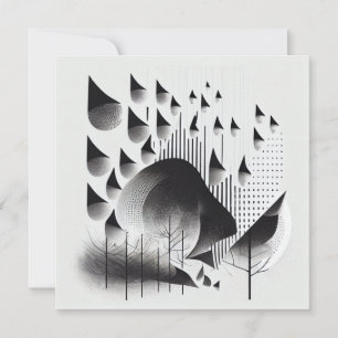 B&W Surreal Optical Illusion Abstrakt Forest Card