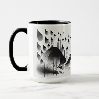 B&W Surreal Optical Illusion Abstrakt Forest Card Tasse