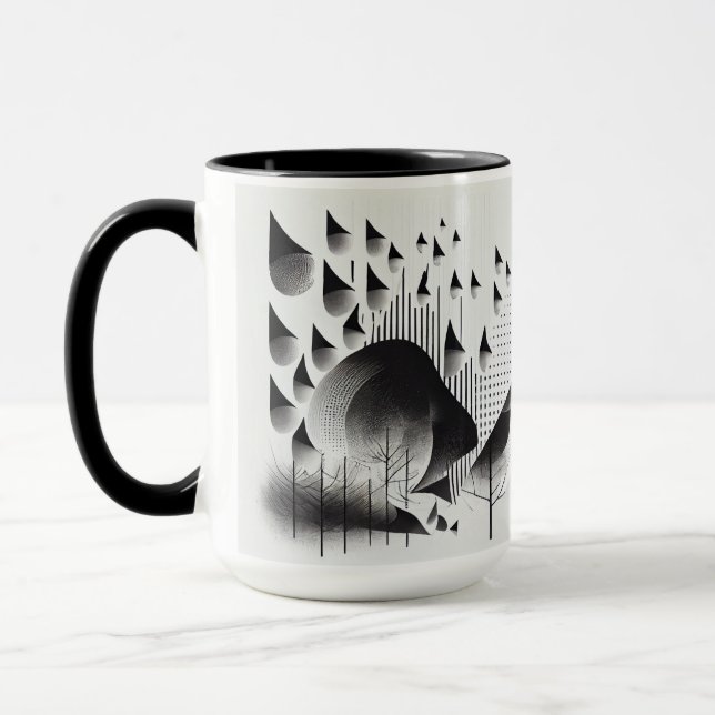 B&W Surreal Optical Illusion Abstrakt Forest Card Tasse (Links)