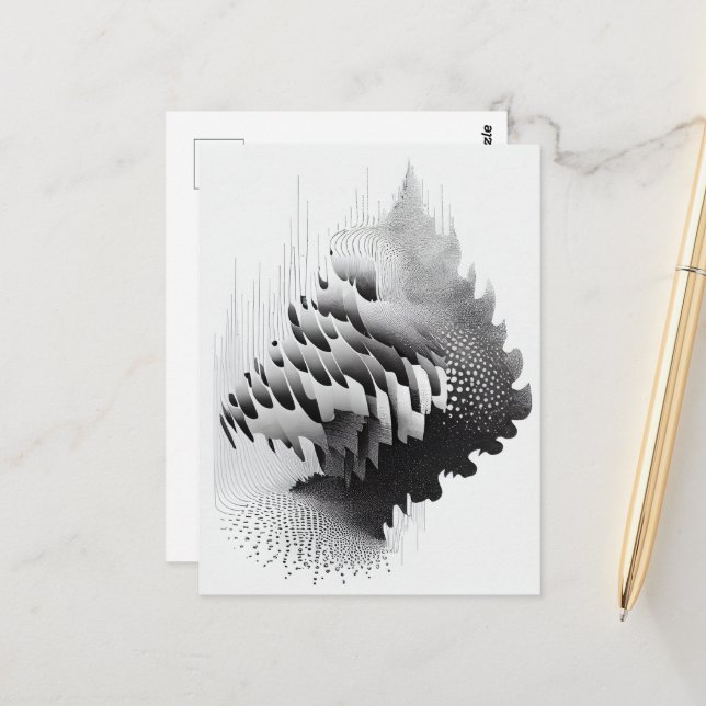 B&W Surreal Optical Illusion Abstrakt Tree Card Postkarte (Vorderseite/Rückseite Beispiel)