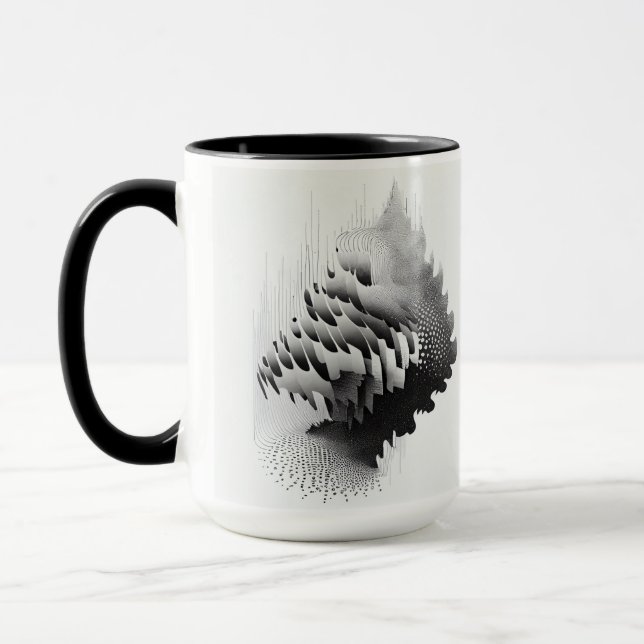 B&W Surreal Optical Illusion Abstrakt Tree Card Tasse (Links)