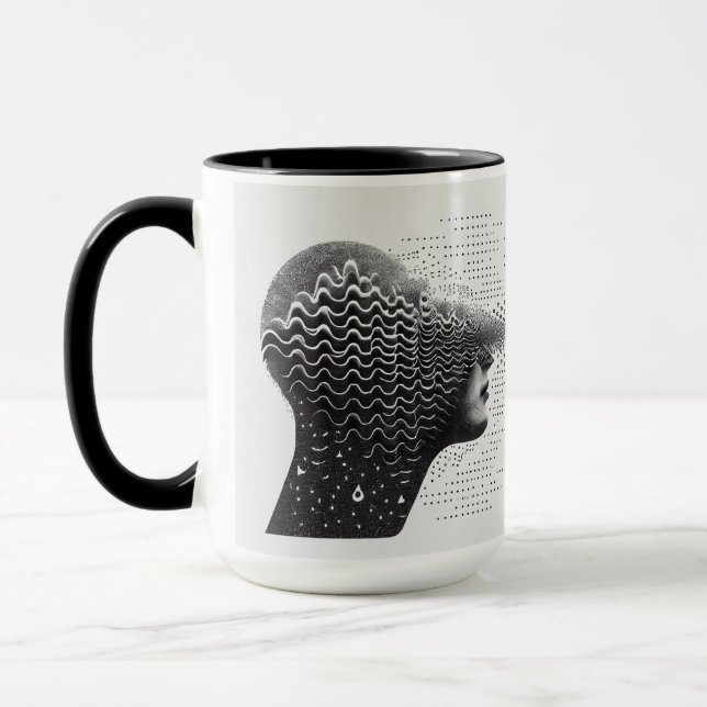 B&W Surreal Optical Illusion Frauenkarte Tasse (Links)