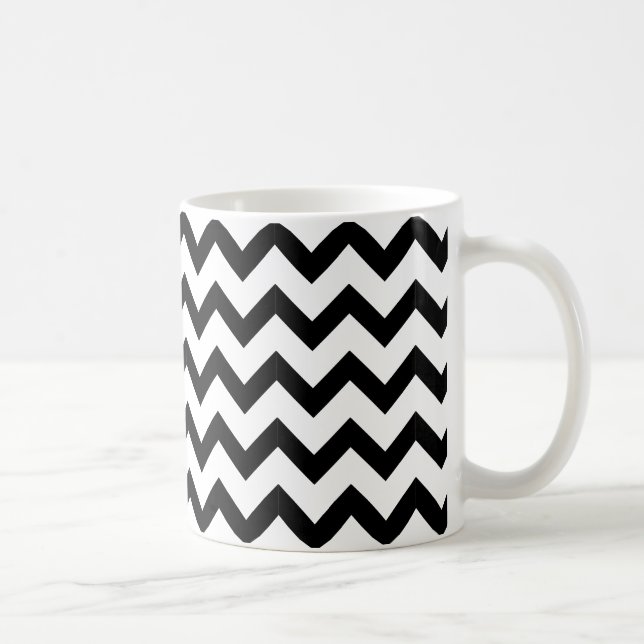 B&W Tasse, schwarzes Zickzack auf Weiß Kaffeetasse (Rechts)