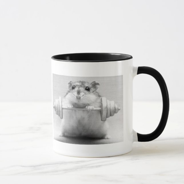 B&W Tassen-HamsterWeightlifter Tasse (Rechts)