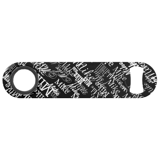 b&w-Typografie personalisiert mit Namen Speed Flaschenöffner (Vorderseite (Horizontal))