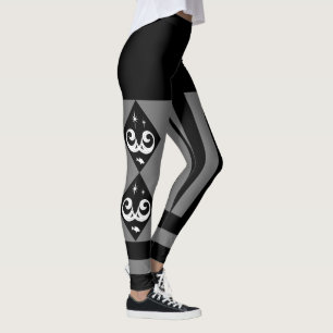 B&W und Grey, Ocean and Stars Harlequin Design Leggings