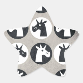 B&W Unicorn Dots Stern-Aufkleber