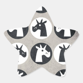B&W Unicorn Dots Stern-Aufkleber