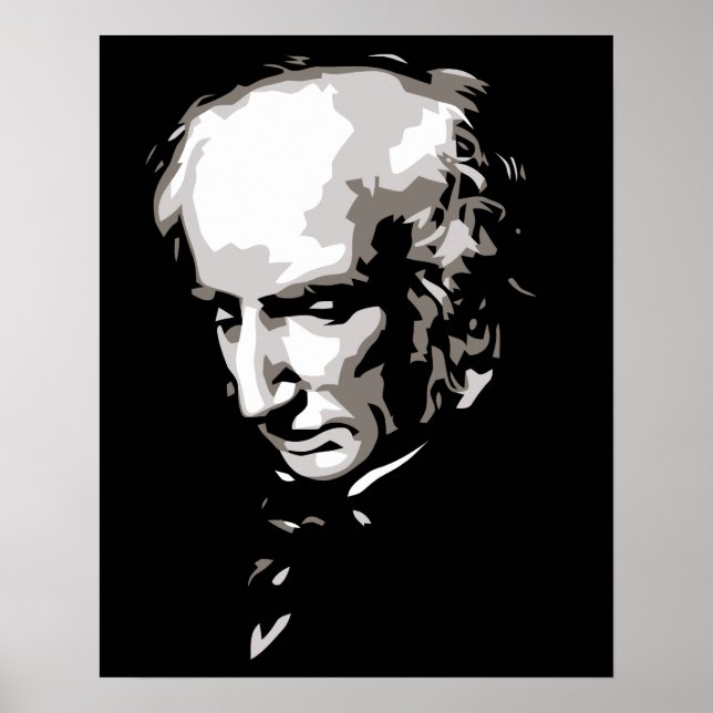 B & W Vector Silhouette Art William Wordsworth Poster (Vorne)