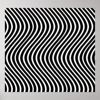 B&W Wavy Lines optische Illusion Art Poster