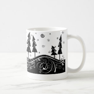 b&w Weihnachtsbäume Kaffeetasse