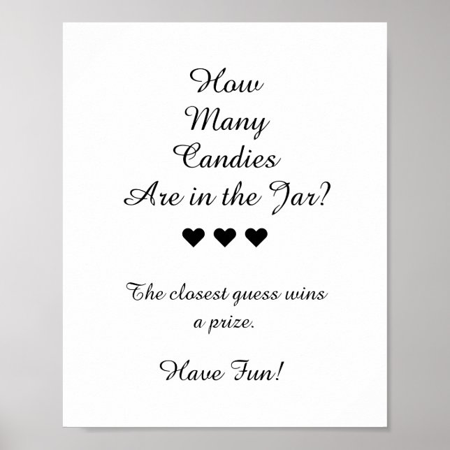 B&W Wie viele Candies sind im Jar Spiel? Poster (Vorne)
