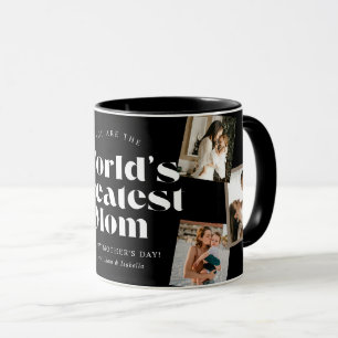 B & W World's Greatest Mom 6 Foto-Collage Tasse