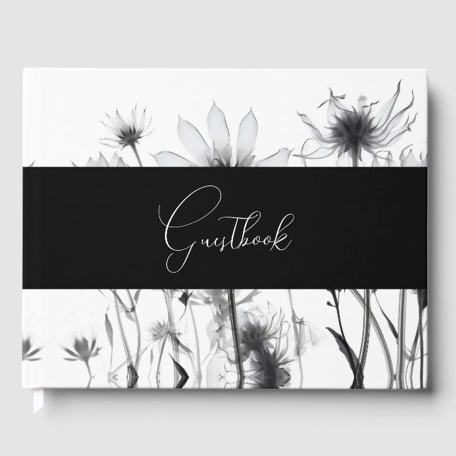 B&W X-Ray Blume Custom Personalisiert Wedding Gästebuch (Vorderseite)