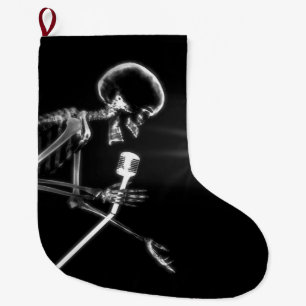 B&W X Ray Vision Skeleton Singen auf Mic Großer Weihnachtsstrumpf