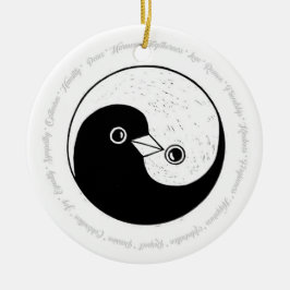 B/W Yin Yang Peace Taube Keramik Dekoration