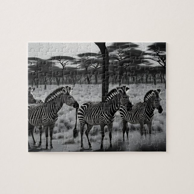 B W Zebra Oil Paint, Jigsaw Puzzle (Horizontal)