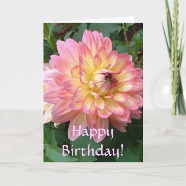 BA alles Gute zum Geburtstag! Dahlie Karte (Vorderseite)