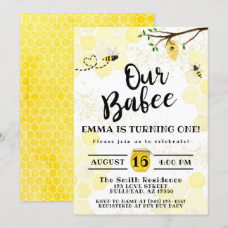 Ba-Bee Honeycomb Bumble Bee 1. Geburtstag Einladung