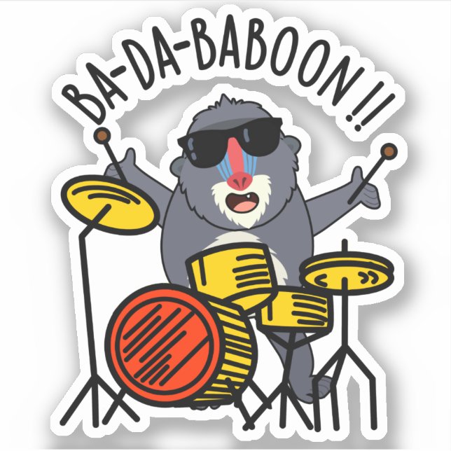 Ba-da-ba-boon Funny Baboon Pun Aufkleber (Vorderseite)