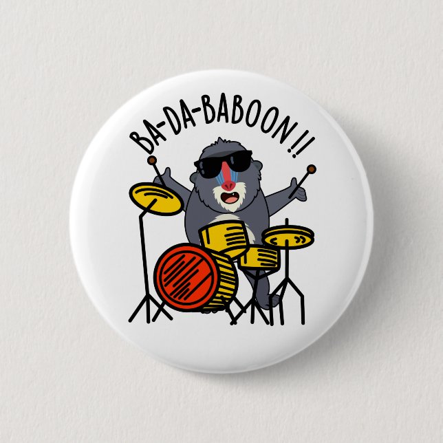 Ba-da-ba-boon Funny Monkey Baboon Pun  Button (Vorderseite)