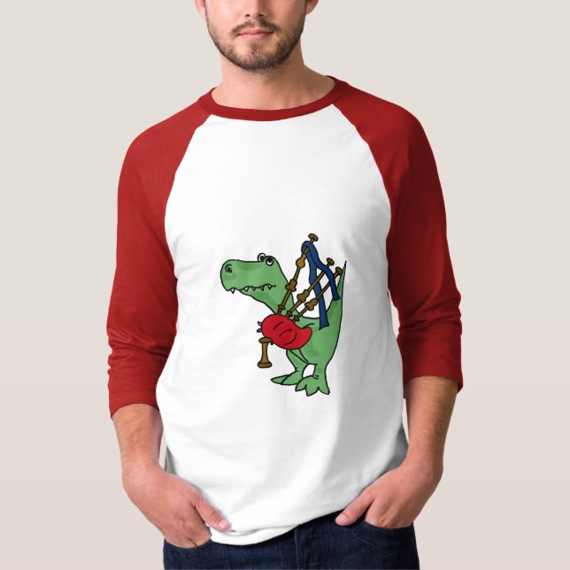BA lustiger T-rex Dinosaurier, der Bagpipes-Shirt T-Shirt (Vorderseite)
