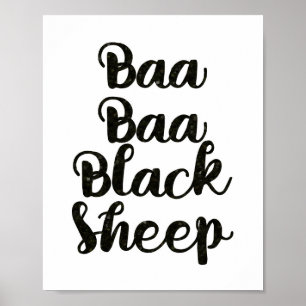 Baa Baa Black Sheep Glitzer Poster