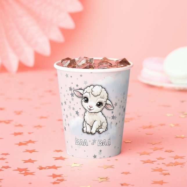 Baa-baa Kleine Lamm-Stars Babydusche Pappbecher (Insitu)