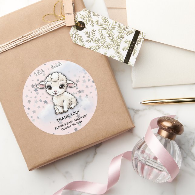 Baa-baa Kleine Lamm-Stars Babydusche Runder Aufkleber (Schenken)