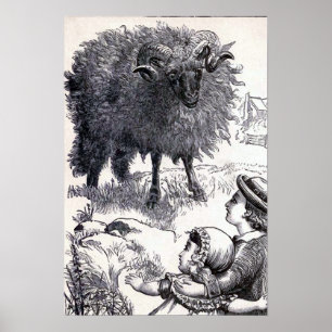 "Baa Baa schwarzes Schaf" Vintage-Illustration Poster