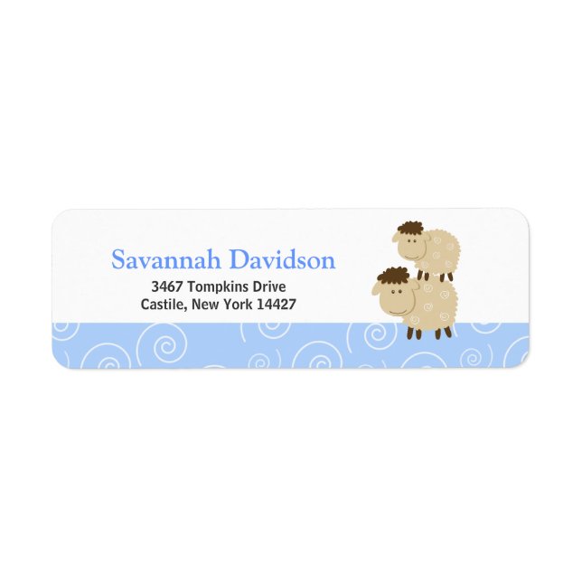 Baa Baa Sheep (Bleu) Étiquettes de adresse personn (Devant)