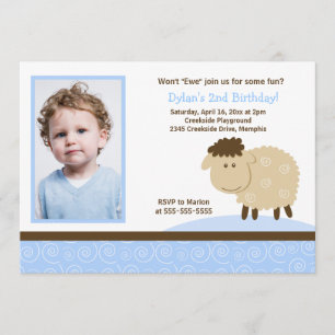 Baa Baa Sheep Blue *FOTO* Geburtstag 12x18 Einladung