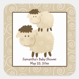 Baa Baa Sheep Neutral SQUARE Gefälligkeitsaufklebe Quadratischer Aufkleber