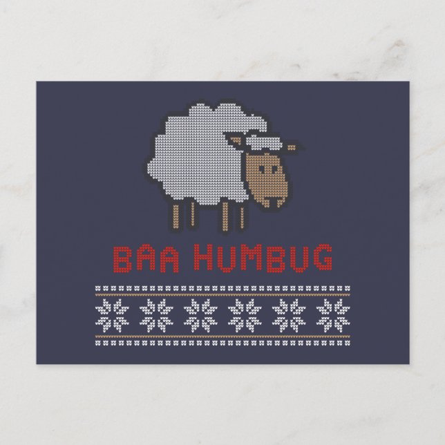 Baa Humbug Christmas Sheep Postkarte (Vorderseite)