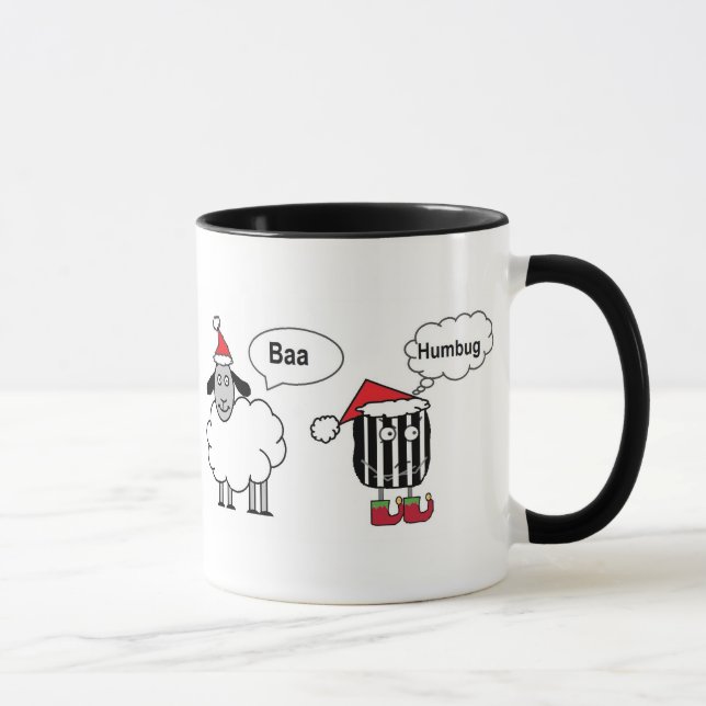 Baa Humbug Funny Christmas Sheep Cartoon Tasse (Rechts)