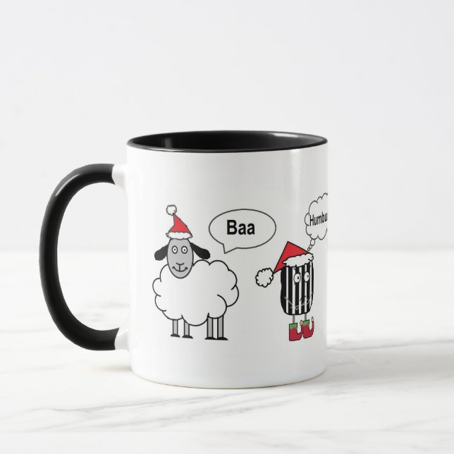 Baa Humbug Funny Festive Cartoon Tasse (Links)