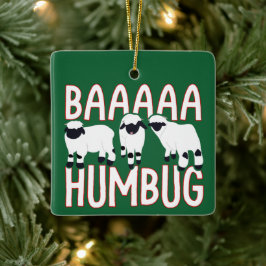 Baa Humbug Funny Valais Blacknose Sheep Christmas Keramikornament