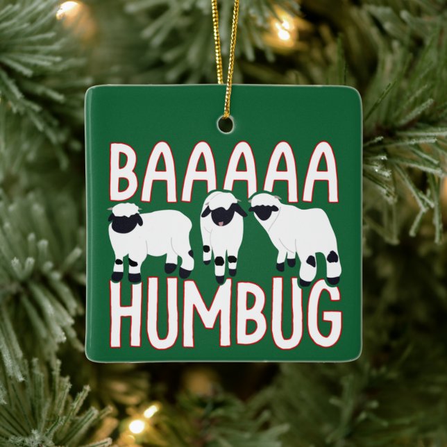 Baa Humbug Funny Valais Blacknose Sheep Christmas Keramikornament (Baum)