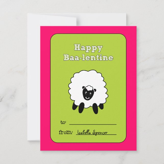 Baa-lentine Kids Valentine Card Feiertagskarte (Vorderseite)