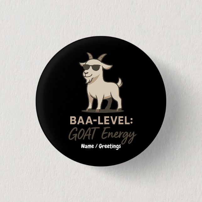 Baa-Level: GOAT Energie Lustiger Cooler Ziegenwitz Button (Vorderseite)