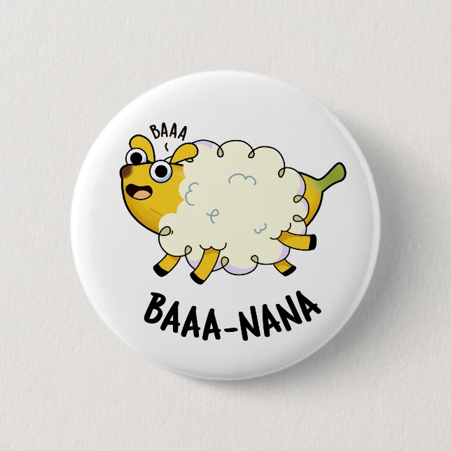 Baa-nana Funny Banana Pun Button (Vorderseite)