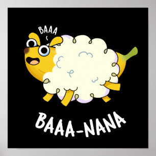 Baa-nana Funny Banana Pun Dark BG Poster