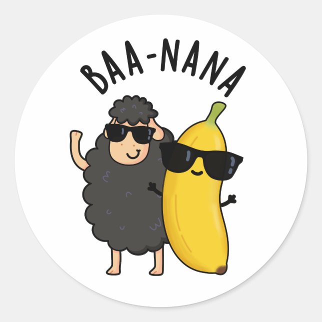 Baa-nana Funny Banana Puns Runder Aufkleber (Vorderseite)