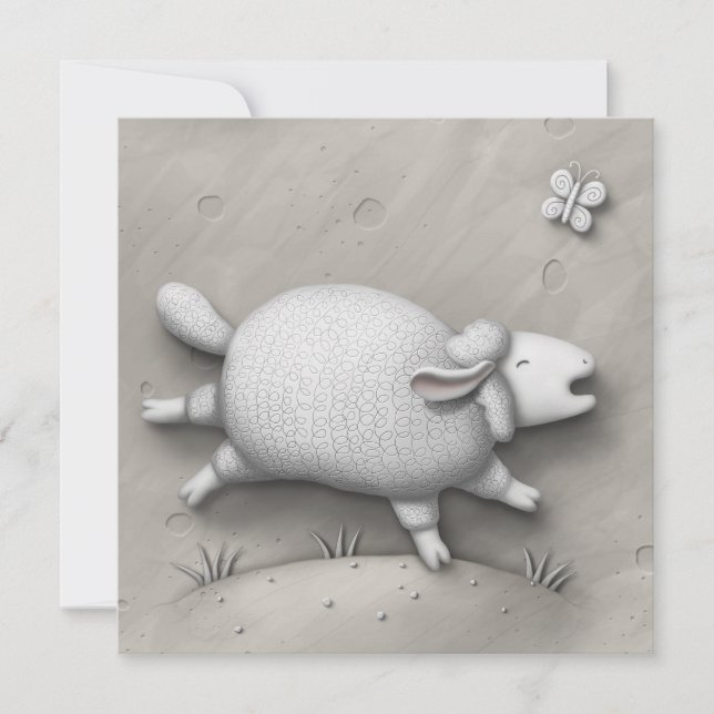Baa Relief Niedlich Happy Sheep Personalisiert Mitteilungskarte (Vorderseite)