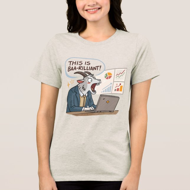 Baa-rilliant Goat Business Pun - Funny Office Char Tri-Blend Shirt (Vorderseite)