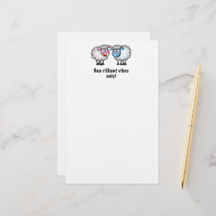 Baa-rilliant - Süßes Cartoon-Schaf-Paar Briefpapier