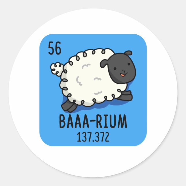 Baa-rium Funny Sheep Chemistry Pub Runder Aufkleber (Vorderseite)