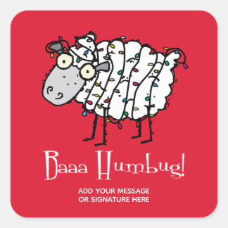 Baaa Bah Humbug Sheep Personalisiert Weihnachten Quadratischer Aufkleber